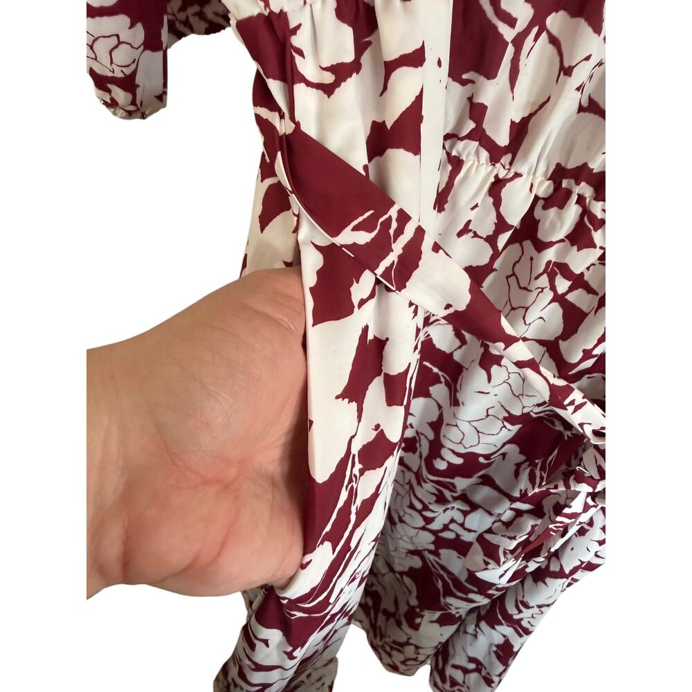 BloomChic Floral Midi Dress 6X 30 Ruffle Lantern Sleeve Pocket Tie - Picture 8 of 15